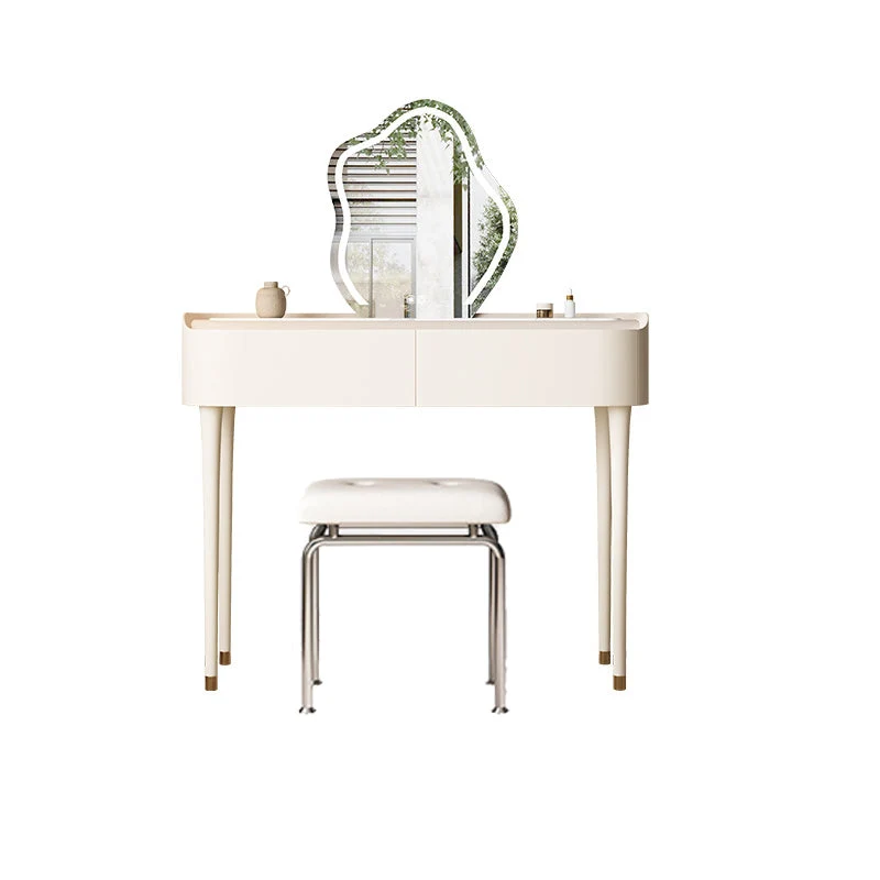 White Wooden Make-up 15.74" Wide Vanity Makeup Vanity Desk Table with 2/5 Drawers