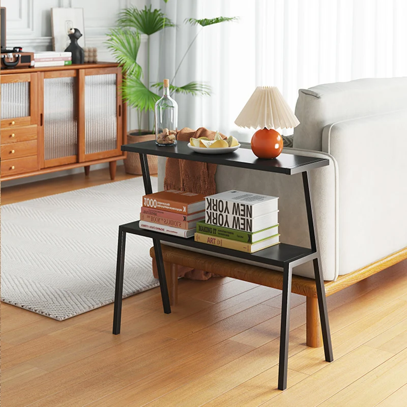 Modern Minimalist Rectangle Full Iron Side Table 2 - Tier For Living Room