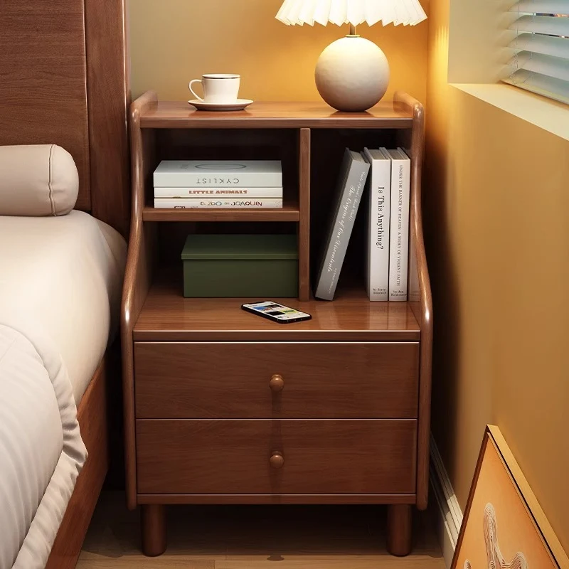 Contemporary Simplicity Square Cube Curved Rubberwood Particleboard Rubberwood Pine Plywood Nightstand 2/3 - Drawer Side Table For Living Room
