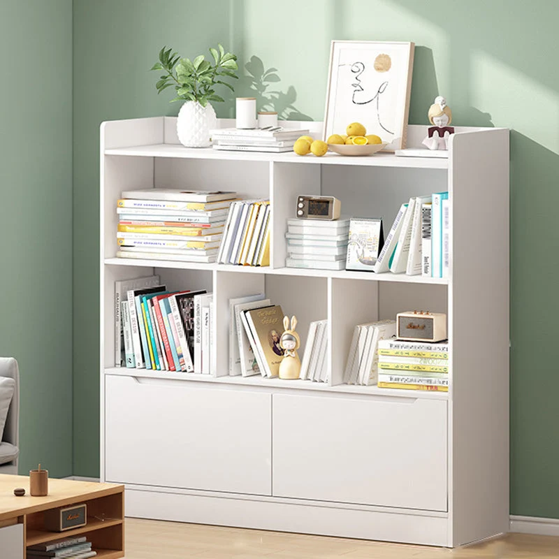 Standard Bookshelf With Doors Contemporary Bookcase for Study Room