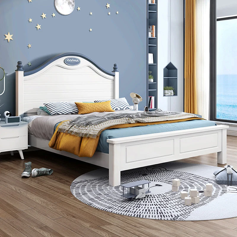Scandinavian Solid Color Slat Bed Arched Bed With Custom Wood Legs