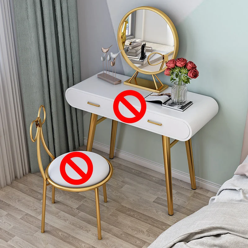 White Gold Makeup Counter with Drawer Glam Vanity Tables, 15.74" Wide
