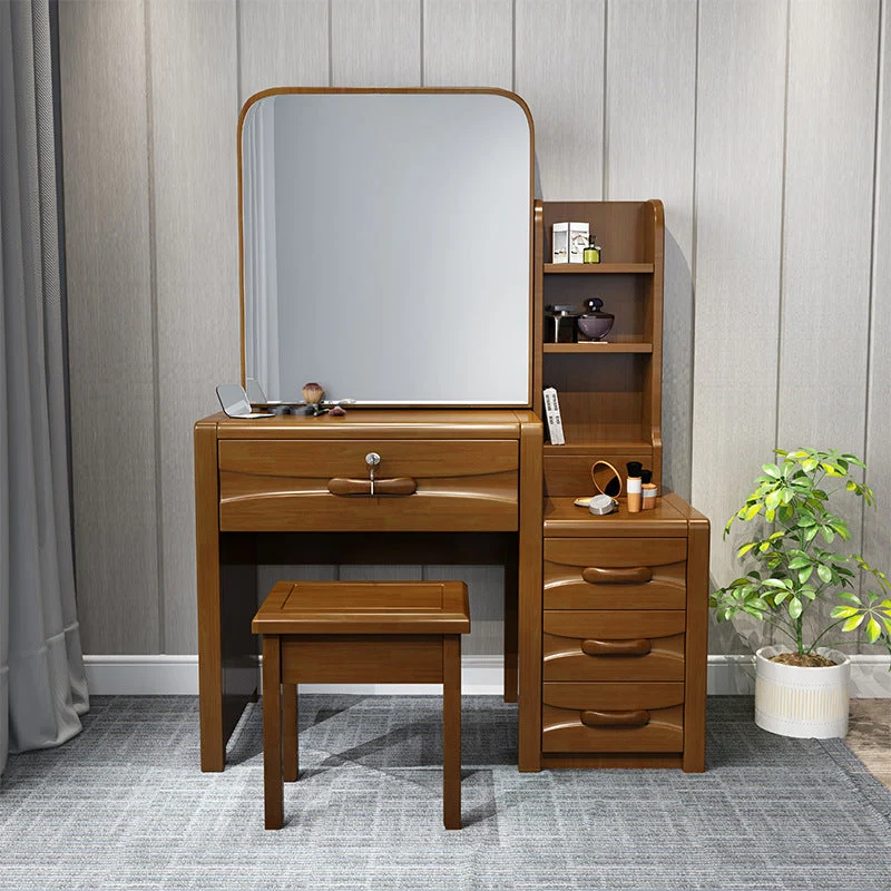 Traditional Style 17.71" Wide Solid Wood Vanity Makeup Table with Drawers