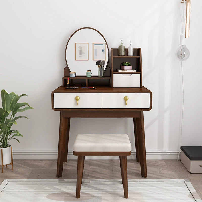 Traditional Vanity Dressing Table Set Solid Wood Vanity Makeup Table Set with Mirror