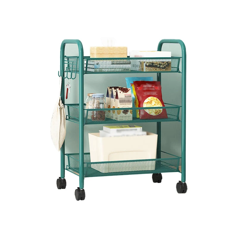 Metal Frame Open Etagere Bookshelf Contemporary Vertical Bookcase with Caster Wheels