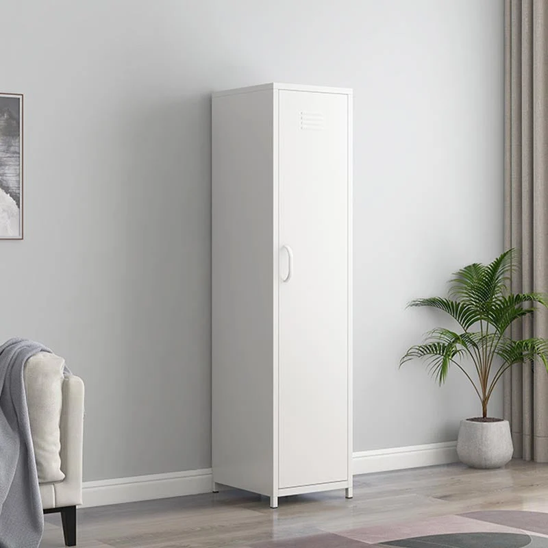 White Steel Wardrobe Cabinet with Adjustable Shelves Modern Wardrobe Closet