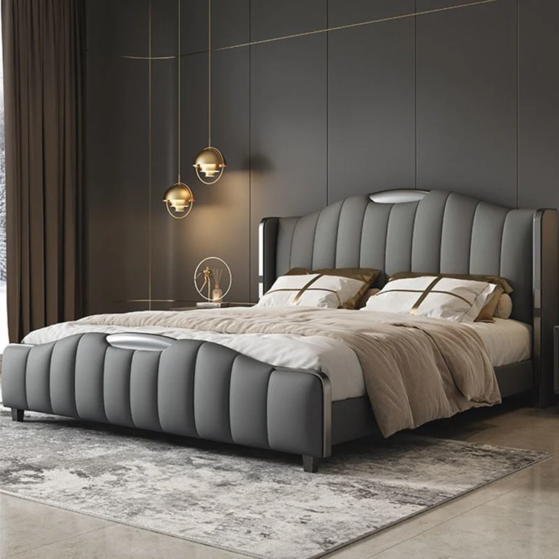 Glam Pine Wood with Headboard Camelback Panel Mattress Included Bed Frame