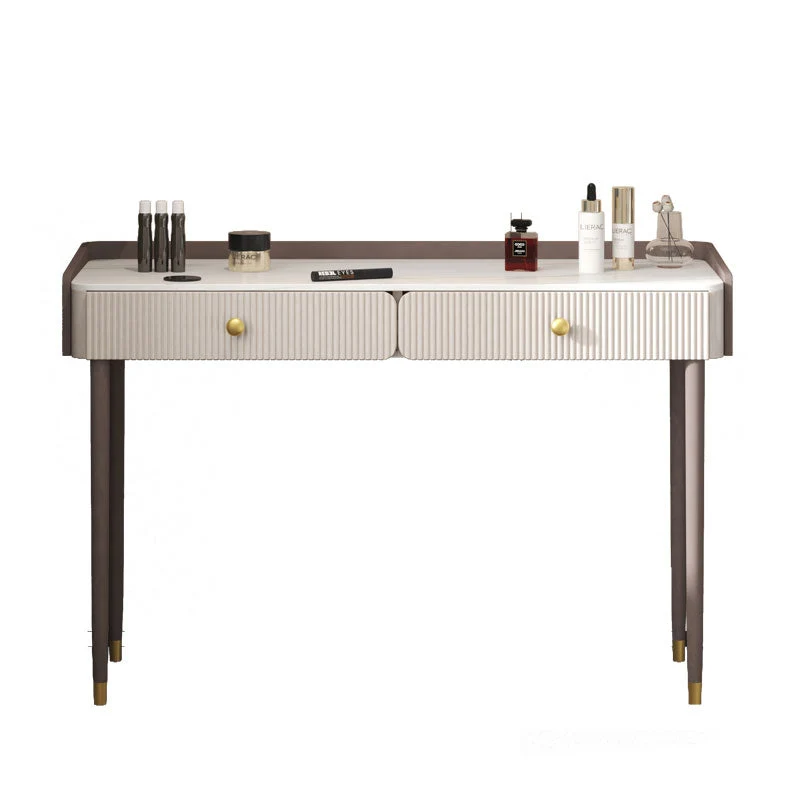 Stone Top Vanity Table 2/4 Storage Drawers Dressing Table with Mirror & Padded Stool