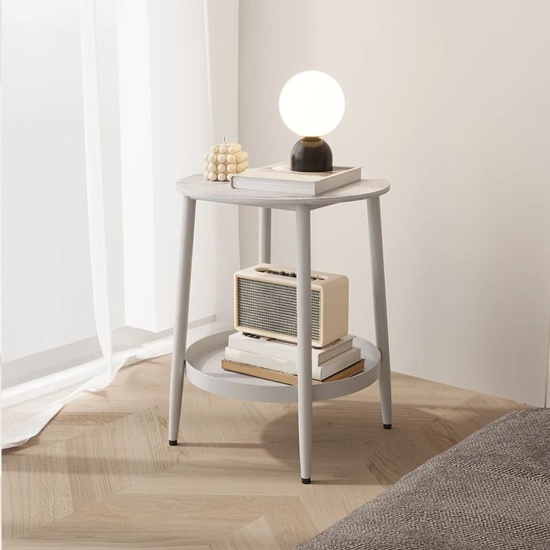 1 Shelf Stone Bedside Cabinet Contemporary Night Table With Legs ,19.7" Tall