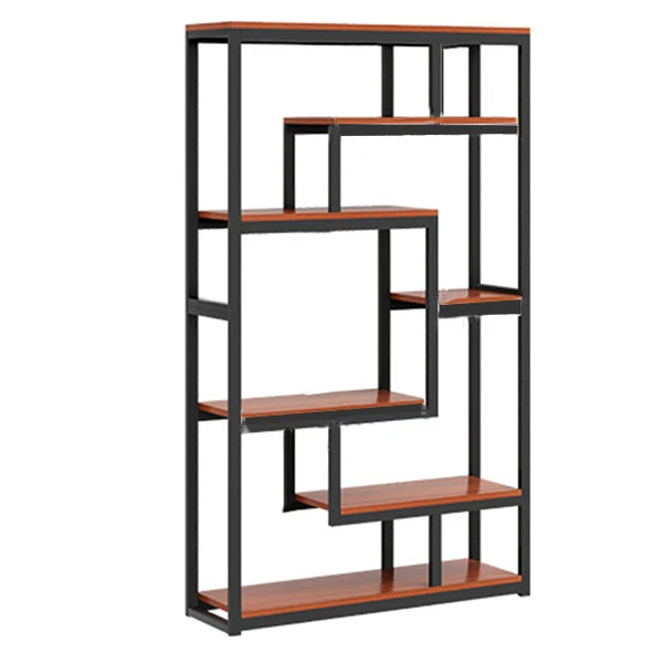 Geometric Book Shelf Wooden and Metal Bookcase for Home Office