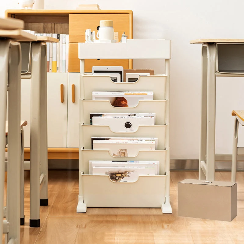Contemporary Plastic Bookshelf Standard Closed Back Bookcase with Shelves