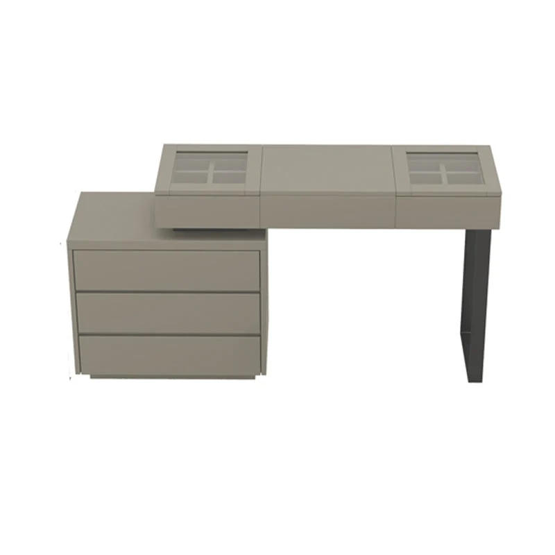 Modern Gray Flip-top Vanity Table and Stool with Storage - 30.3" High