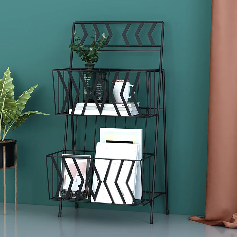 Contemporary Bookshelf Metal Vertical Shelf Bookcase for Living Room