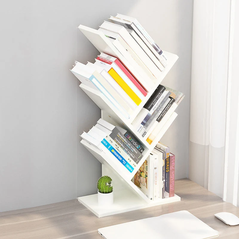 4 Shelves Standard Bookshelf Contemporary Engineered Wood Bookcase