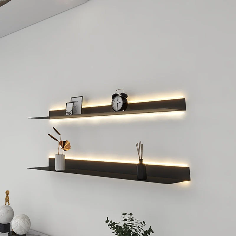Industrial Metal Bookcase Closed Back Black Horizontal Bookshelf