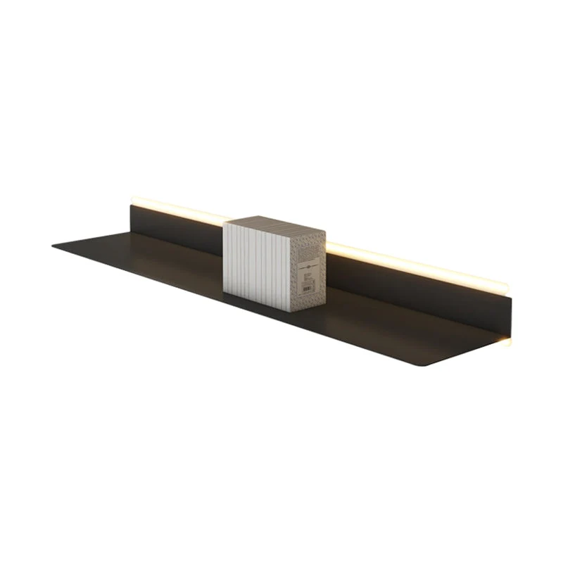 Industrial Metal Bookcase Closed Back Black Horizontal Bookshelf