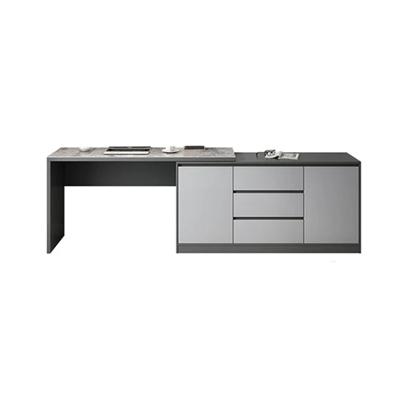 Gray 3-Drawer Wood Vanity Dressing Table with Makeup Table and Stool