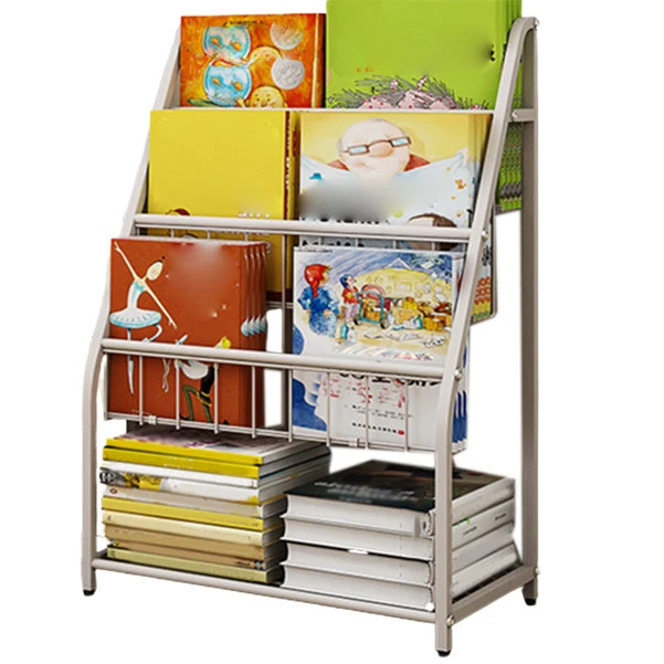 Contemporary Metal Bookshelf White Ladder Shelf Bookcase for Study Room