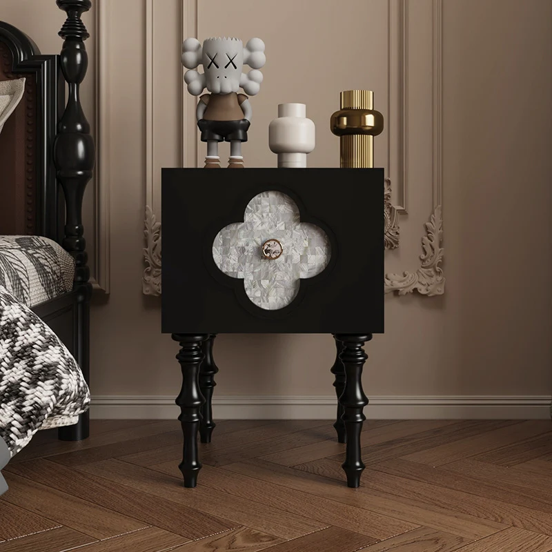 Contemporary Scandinavian Four Leaf Clover Ash Plywood Seashell Nightstand 1 - Cabinet For Bedroom