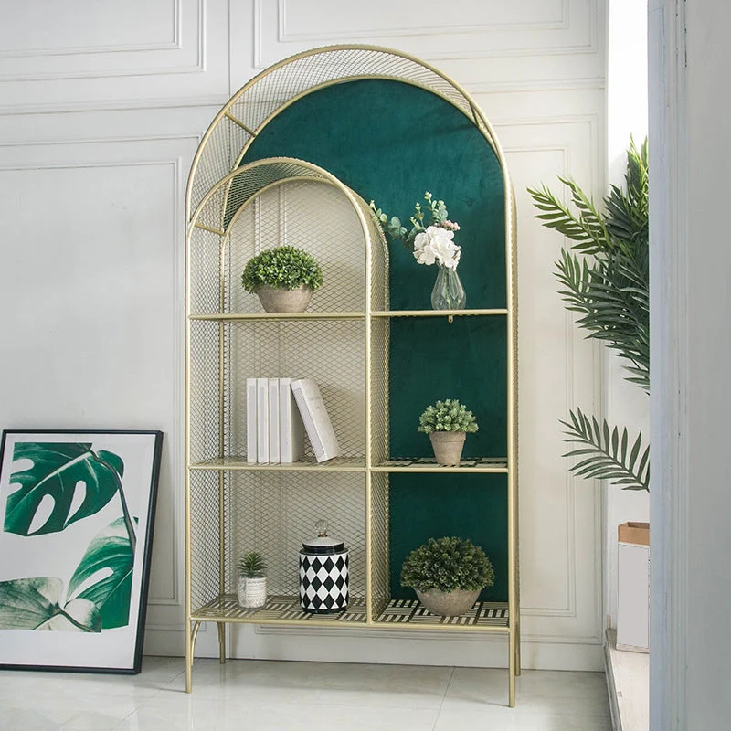 Urban Gold Bookshelf Closed Back Metal Vertical Shelf for Living Room