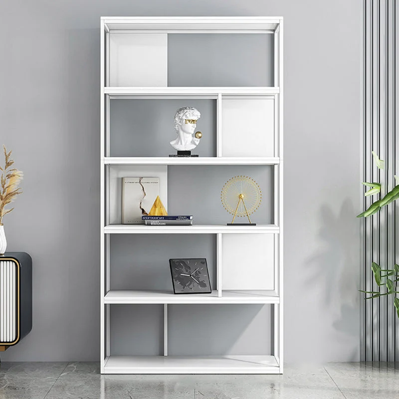 Modern Steel Bookcase Rectangular Shelves 71"H X 12" W Bookshelf for Office