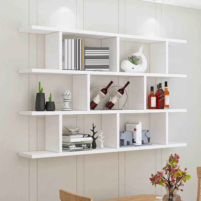 Contemporary Engineered Wood Bookcase Wall Mounted Book Shelf for Office