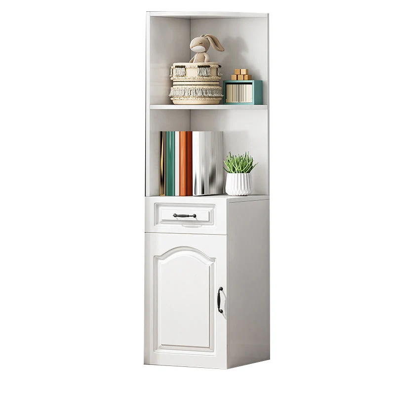 Contemporary Shelf Bookcase Engineered Wood Bookshelf with Drawer for Living Room