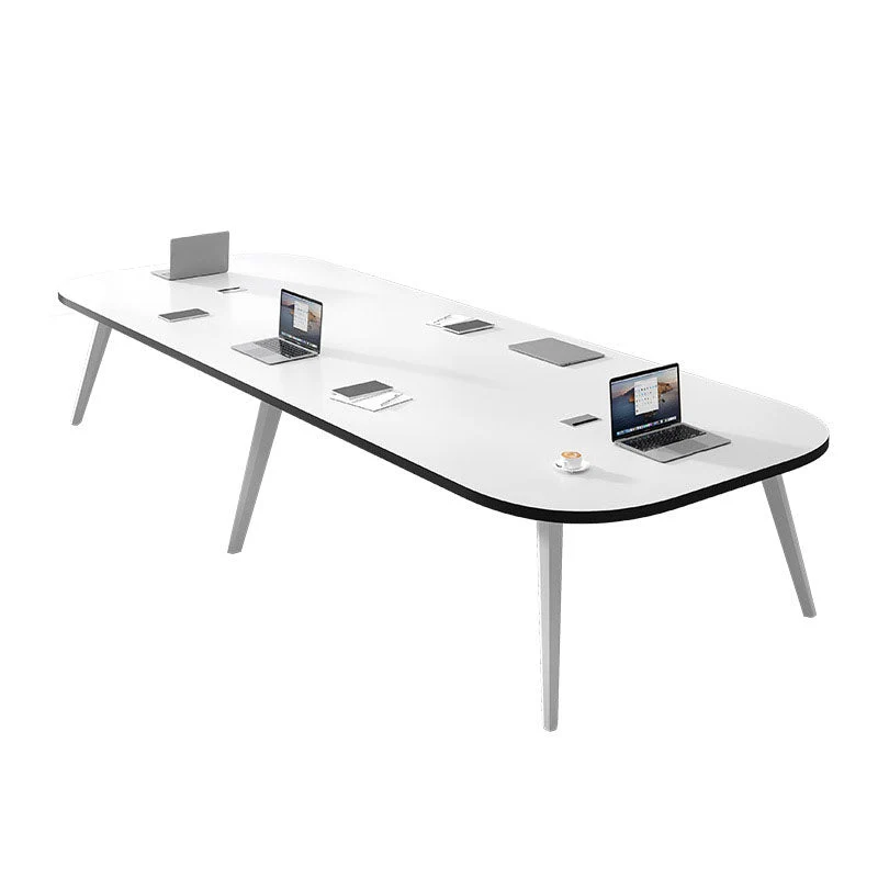 White Oval Writing Desk Office Manufactured Wood Desk with Parsons Base