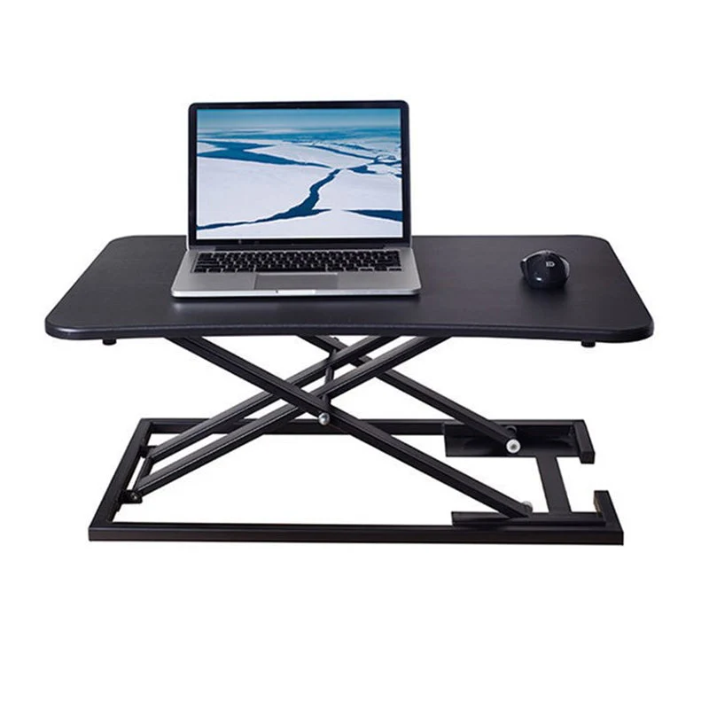 Rectangular Shaped Folding Standing Desk Converter Wood with Metal Base