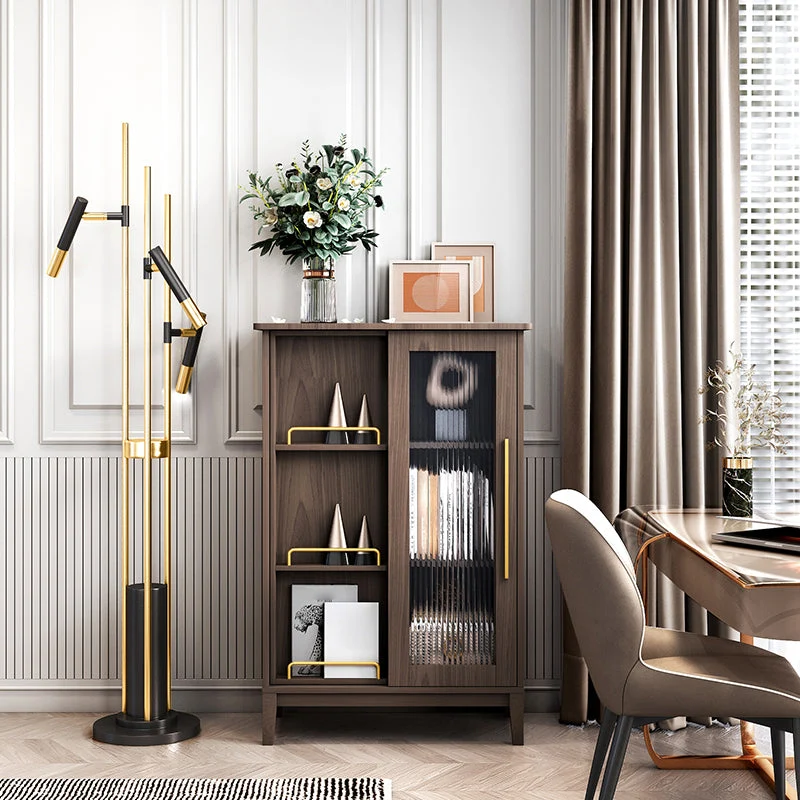 Glam Antique Finish Shelf Bookcase Standard Book Shelf with Shelves