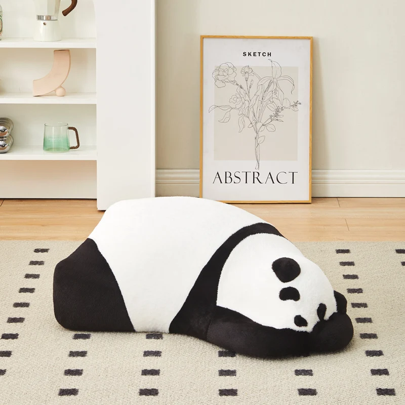 Contemporary Nordic Kids Lying Panda Velvet Sponge Sofa Backrest For Bedroom