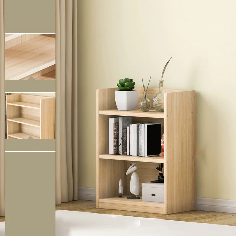 Solid Wood Bookshelf 9.8" W Natural Standard Bookcase with Rectangular Shelves