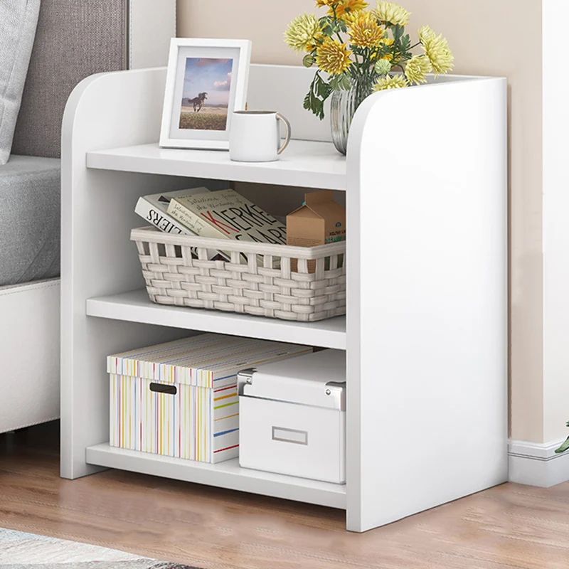 Modern Minimalist Rectangular Lockable MDF Nightstand 3-Drawer For Bedroom