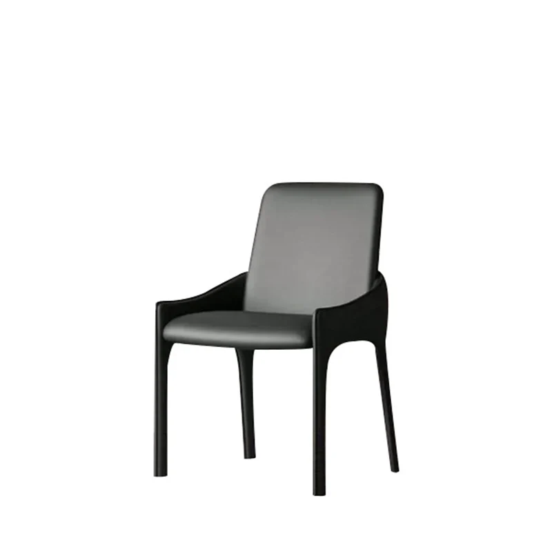 Modern Luxury Rectangular PU Leather Upholstered Carbon Steel Frame Dining Chair Backrest For Dining Room