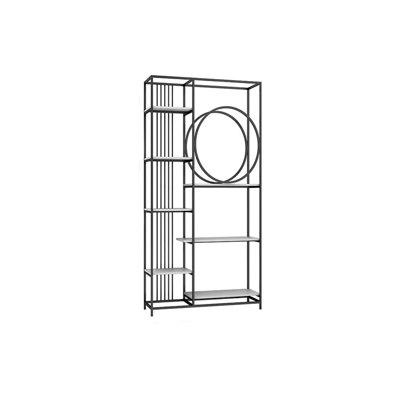 Closed Back Metal Bookcase Scandinavian Bookshelf with Storage Shelves