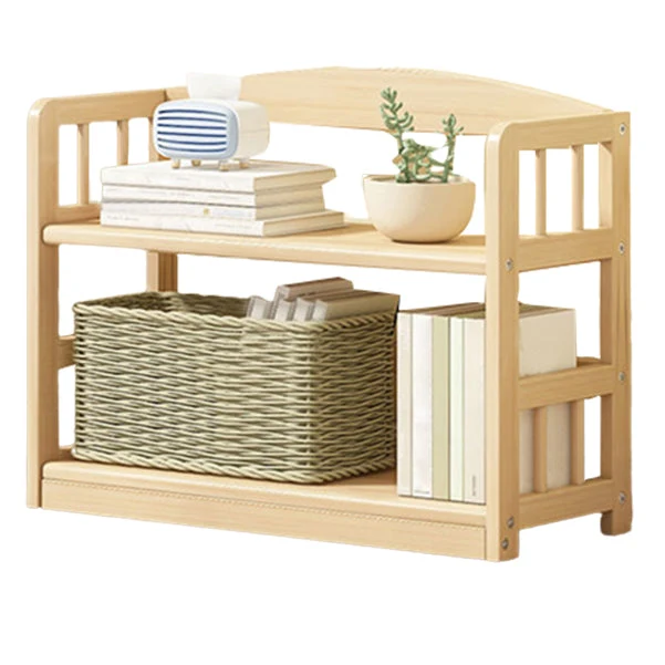 Modern Solid Pine Wood Bookcase, Natural, Open Bookshelf for Living Room