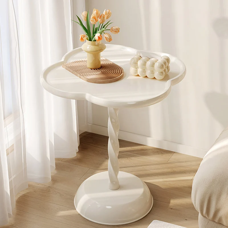 Modern Minimalist Clover Spiral Cylinder Base PP Carbon Steel Coffee Table For Living Room