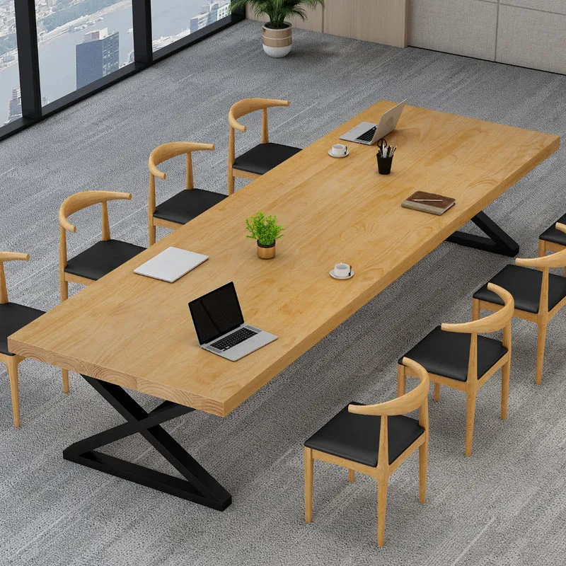 Pine Wood Rectangular Office Desk Industrial Desk with Trestle