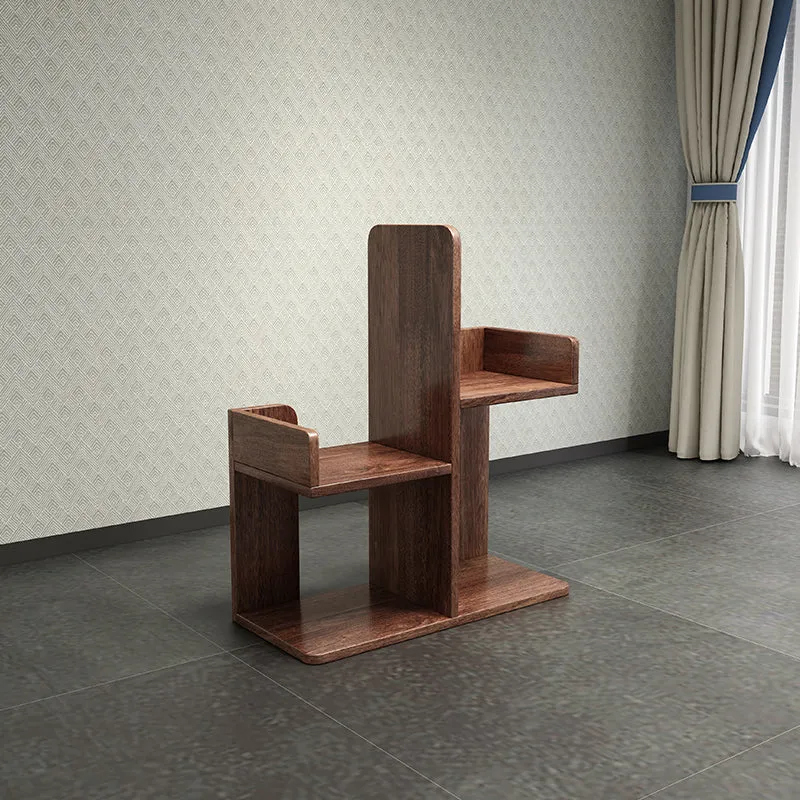 Modern Style Open Back Bookshelf Vertical Wooden Bookcase in Brown