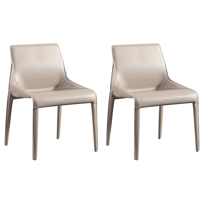 Designer Style Matte Finish Leather Side Chair Home Solid Back Dining Chair
