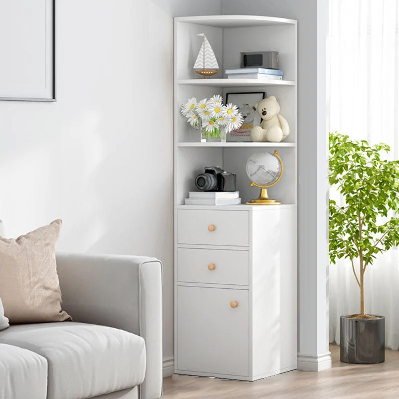 Modern Wooden Bookcase Storage and Display Shelves 64.2" H X 15.7" W Bookshelf with Drawer