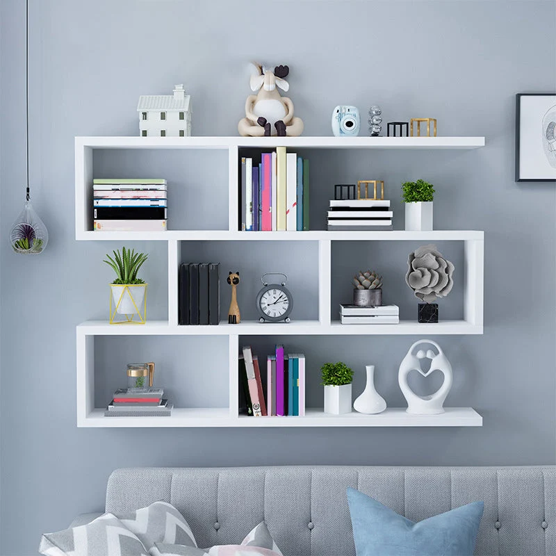 Wall Unit Open Book Shelf Modern Engineered Wood Shelf Bookcase for Home