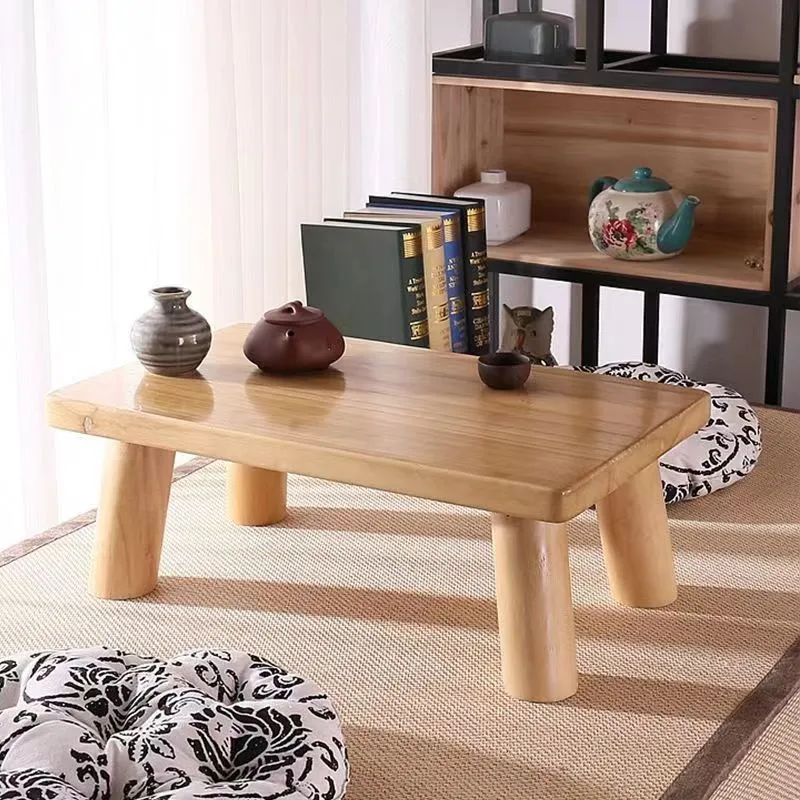 Traditional Japanese Rectangular Paulownia Wood Coffee Table 1-Tier For Living Room