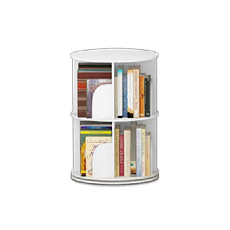 Modern White Bookcase Corner Engineered Wood Bookshelf with Rectangular Shelves