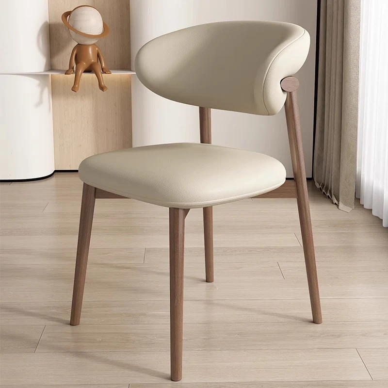 Contemporary Scandinavian Iron PU Leather Sponge Square Dining Chair Backrest Armless For Dining Room