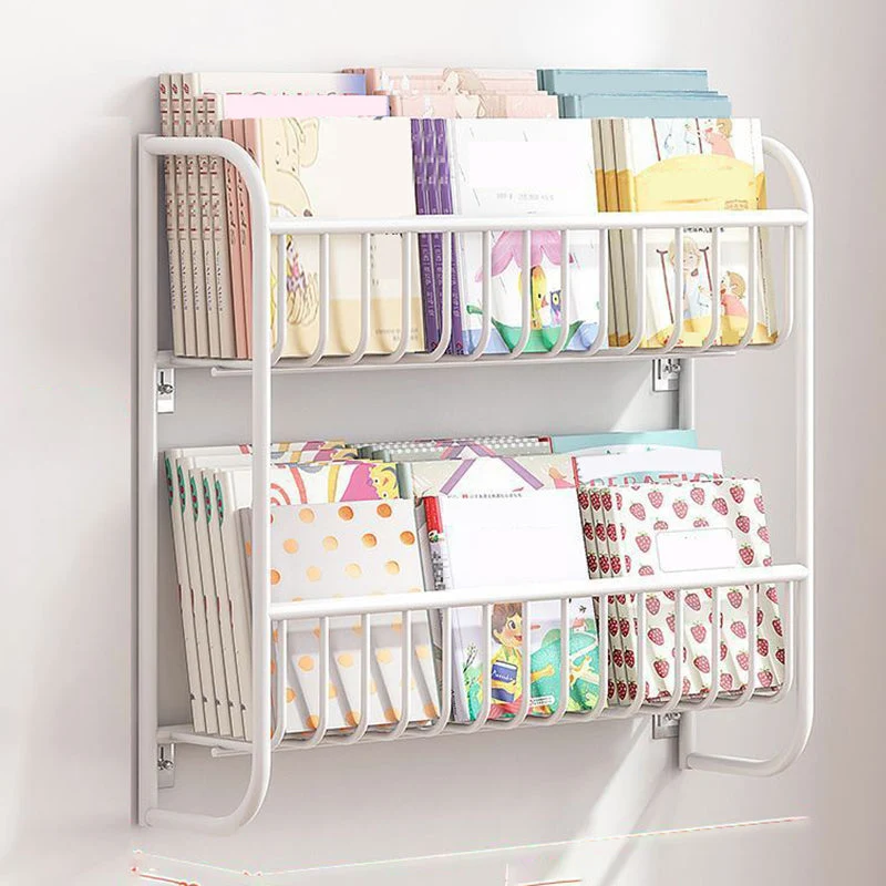 Metal Floating Bookshelf Closed Back Contemporary Bookcase with Shelves
