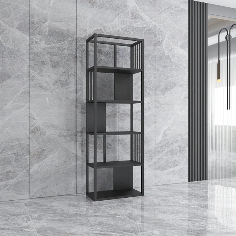 Industrial Metal Bookshelf Standard Black Open Back Bookcase with Shelves