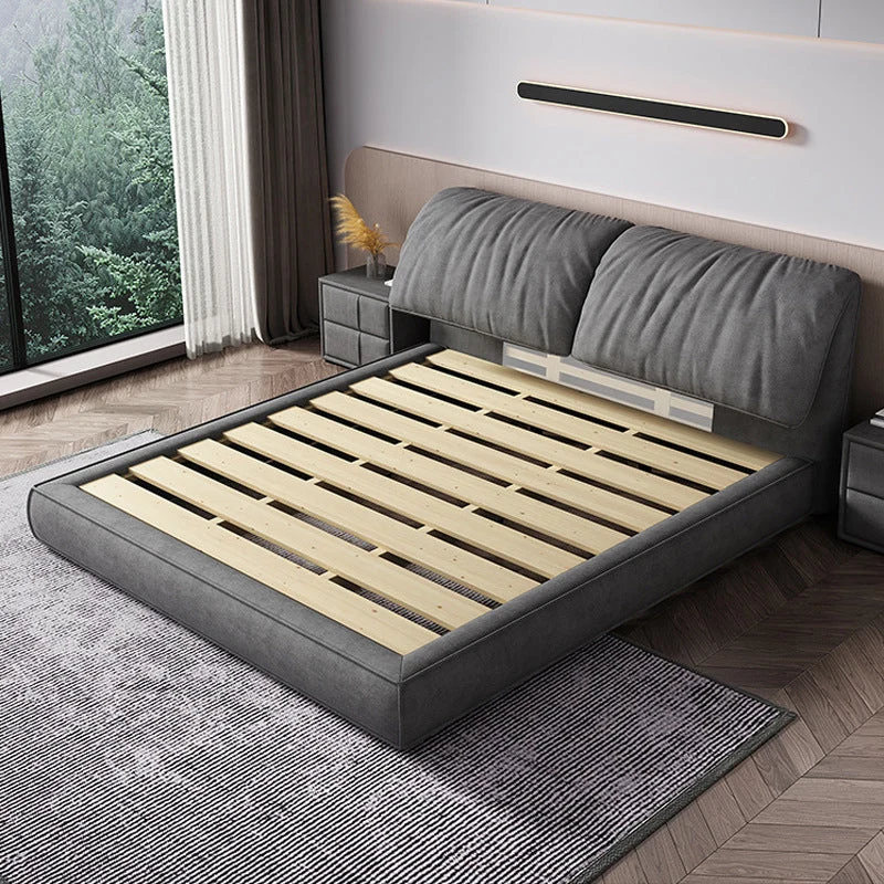Glam Solid Wood Mattress Included Rectangular Panel Upholstered Headboard Bed