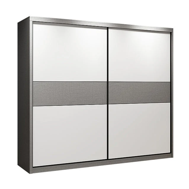 Modern Style Wooden Wardrobe White Colour Wardrobe Closet with Sliding Door