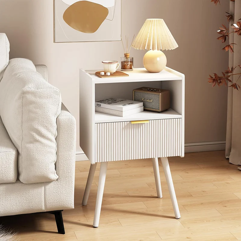 Modern Minimalist Square Cube Medium Density Fiberboard Nightstand 1 - Drawer For Bedroom